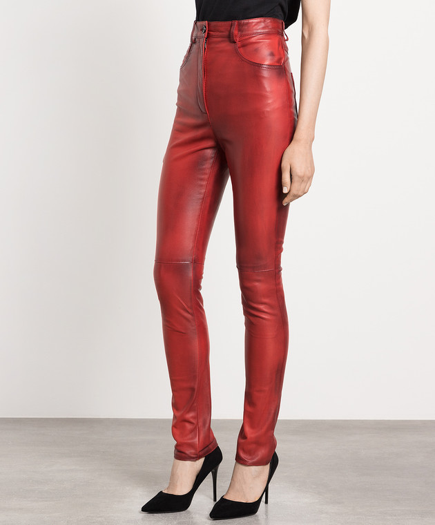 Dolce&Gabbana Red leather pants with a gradient effect FTB5ZLHULNE image 3