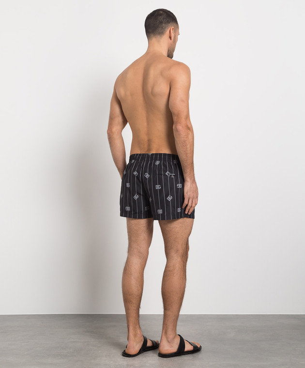 Dolce&Gabbana Black swim shorts with DG logo print M4A06TISMDD изображение 4