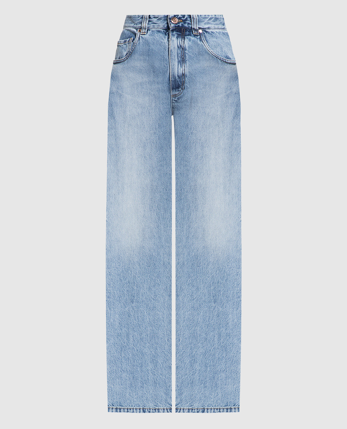 Blue jeans with a distressed effect