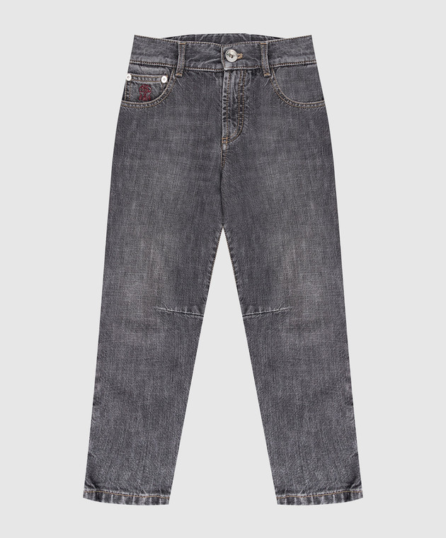 Brunello Cucinelli Дитячі темно-сірі джинси з ефектом потертості BH203D300A