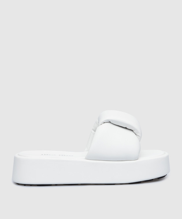 Miu Miu White leather slippers 5XX550038