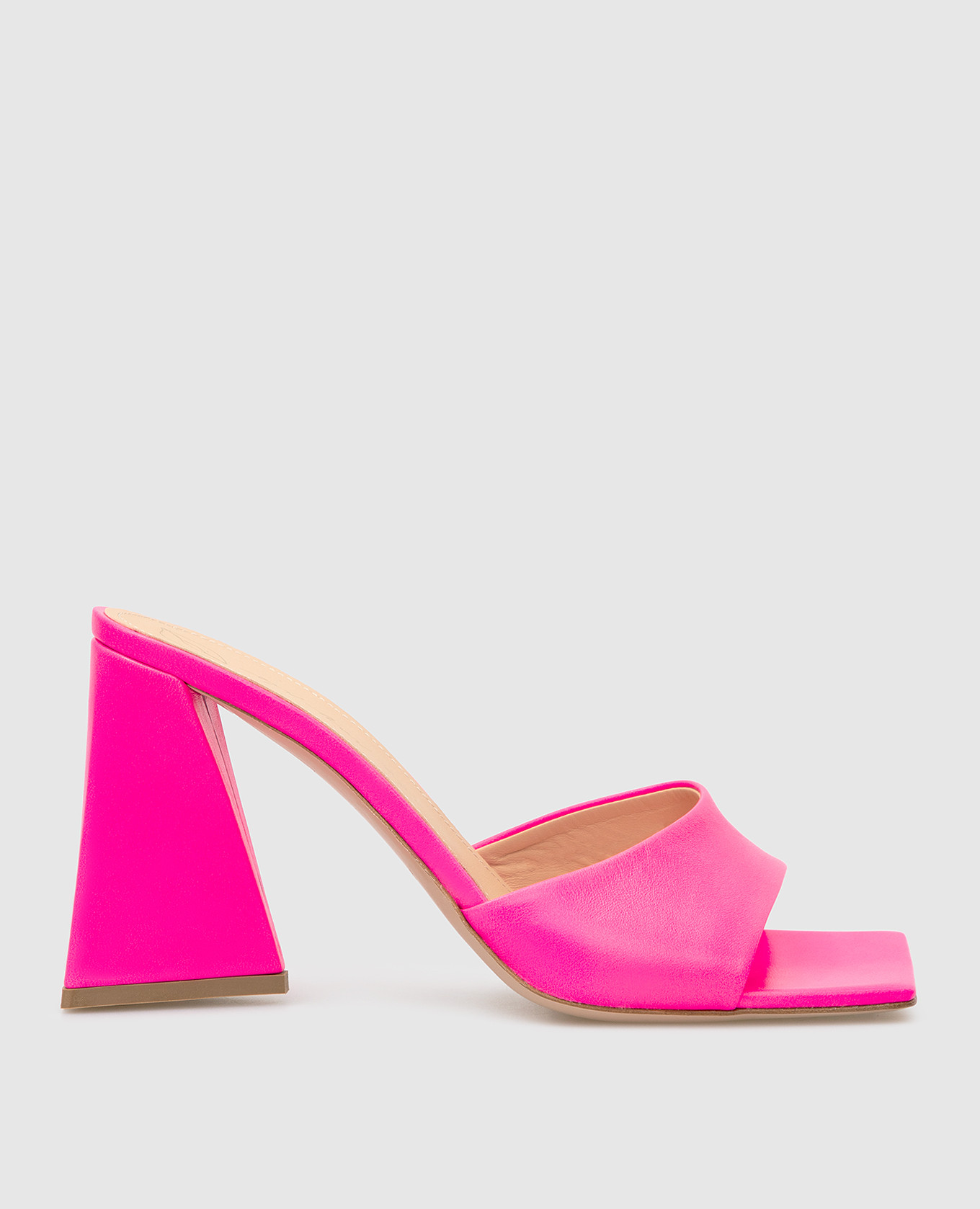 

Неоново-розовые кожаные мюли, Розовый, Мюли