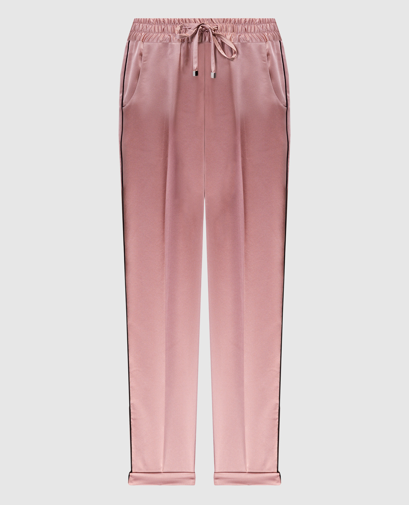 Pink pants with contrasting stripes