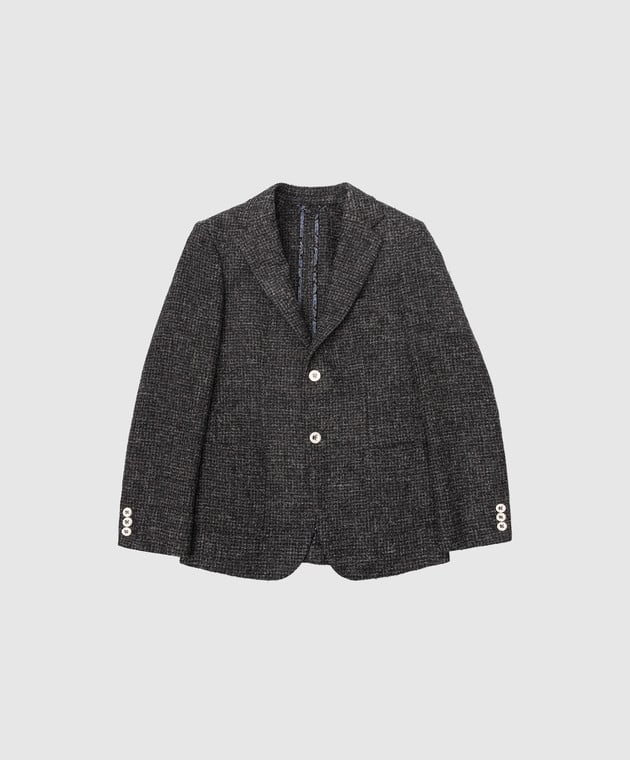 Stefano Ricci Children's dark gray patterned wool blazer Y1RSGD2200WPC01A