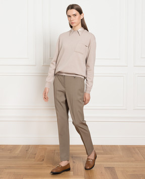 Brunello Cucinelli Бежевый джемпер из кашемира M12186700