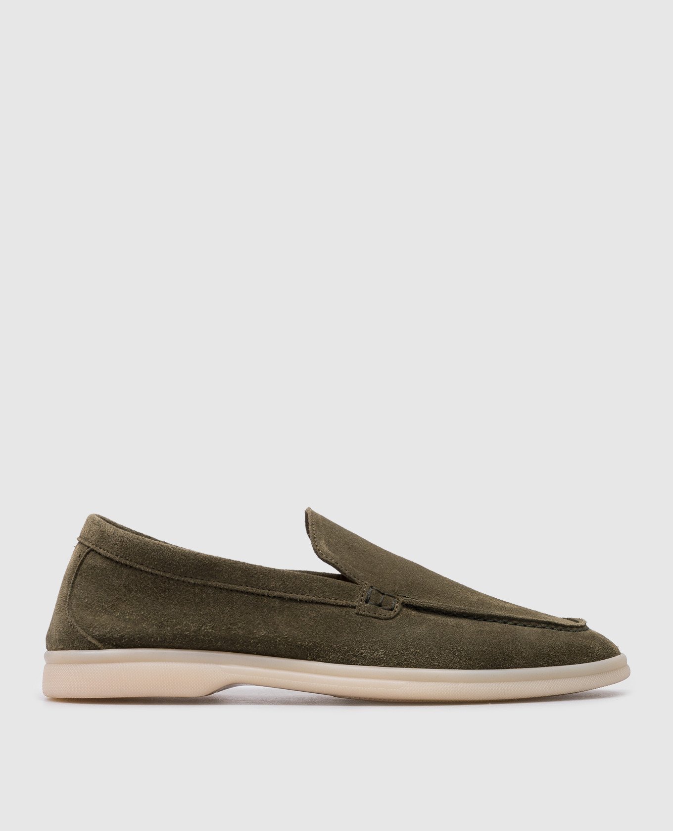 Khaki suede loafers