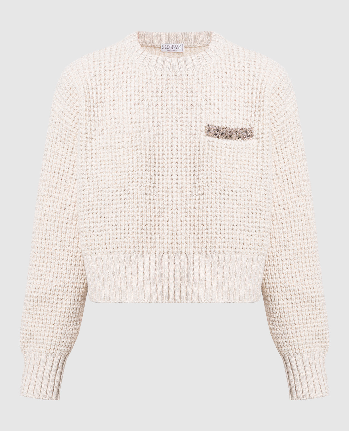 Beige wool and cashmere sweater with beads
