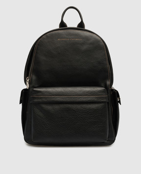 Brunello Cucinelli Чорний шкіряний рюкзак з логотипом MBZIU243