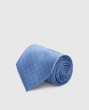 Stefano Ricci Синя шовкова краватка у візерунок CX45004