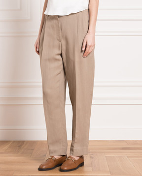 Brunello Cucinelli Коричневі штани з ланцюжком моніль MH126P8292