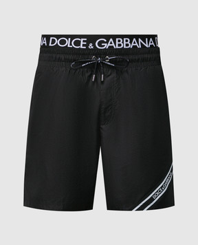 Dolce&Gabbana Чорні шорти для плавання з логотипом Dolce&Gabbana M4E71TFUSFW
