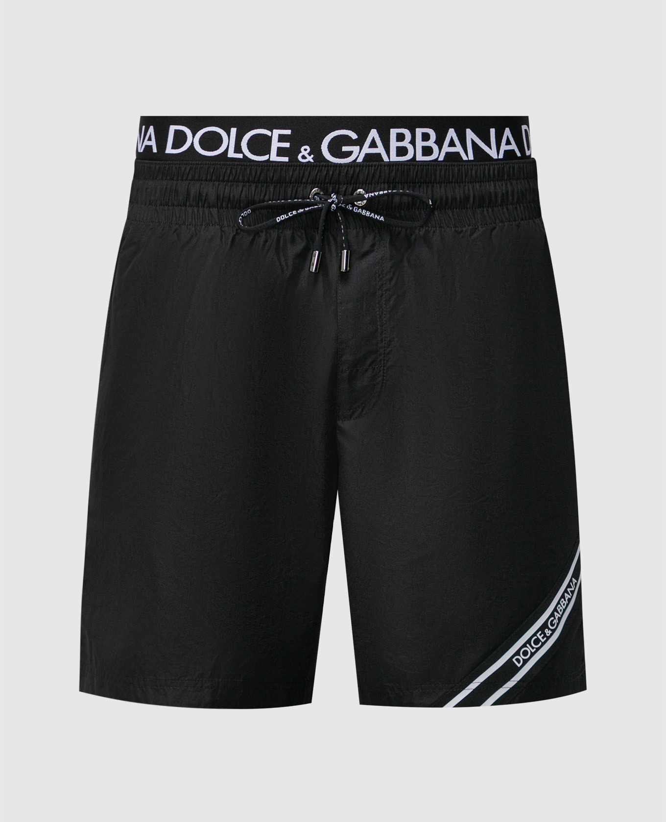 Black swim shorts with Dolce&Gabbana logo
