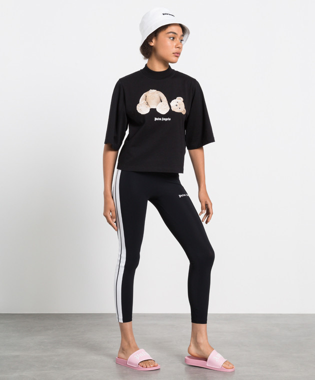 Palm Angels Черная футболка с принтом Медведь PWAA020C99JER001 изображение 2