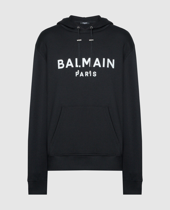 Black hoodie with logo print