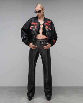 Heron Preston Чорні шкіряні штани HWJB004F23LEA001