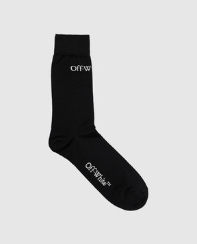 Off-White Чорні шкарпетки з контрастним візерунком логотипа OMRA084C99KNI001
