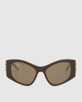 Balenciaga Коричневі сонцезахисні окуляри Dynasty з логотипом 745072T0039