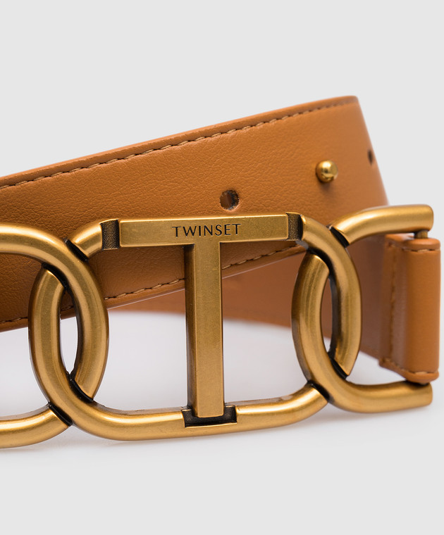Twinset Brown belt with metal Oval T logo 231TA4470 изображение 4