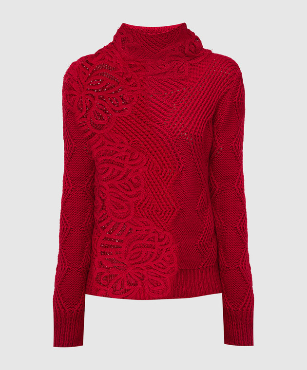 Ermanno Scervino Red sweater in a textured pattern D435M745APHSK
