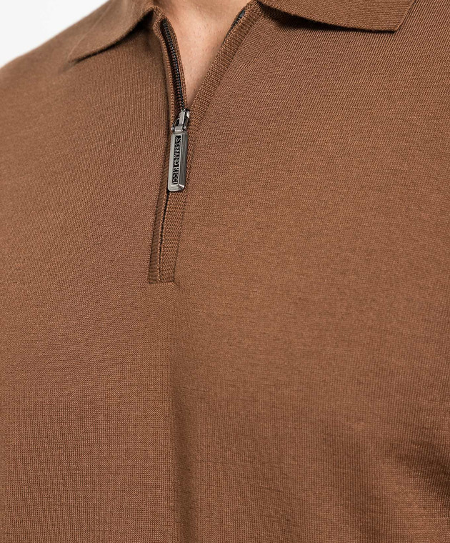 Stefano Ricci Brown cashmere and silk polo shirt K606125P30F23302 image 5