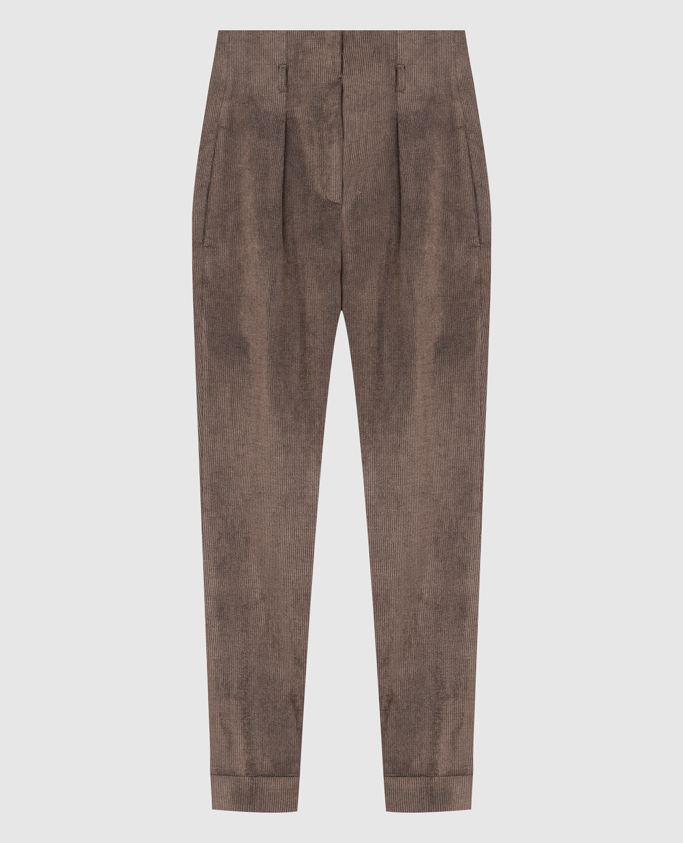 

Светло-коричневые вельветовые брюки с люрексом, Коричневый, Прямые брюки