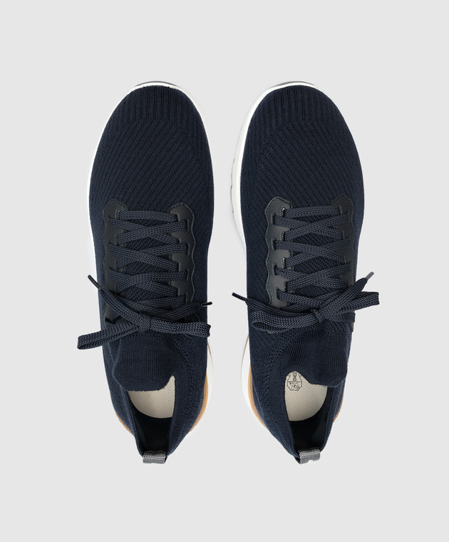 Brunello Cucinelli Синие кроссовки из шерсти MZUWLBO253 изображение 4