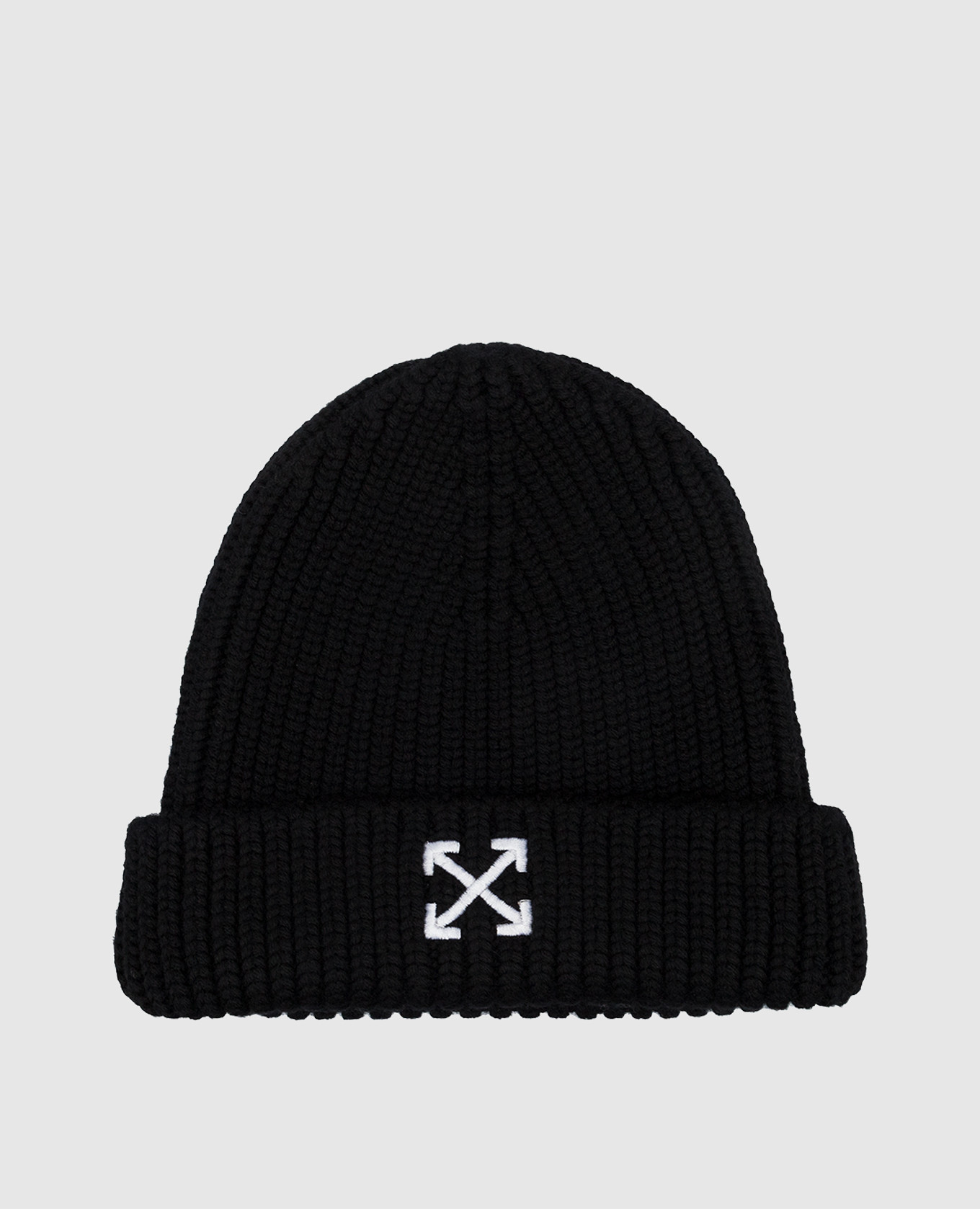 

Черная шапка с контрастной вышивкой Arrow Beanie, Черный, Кепки