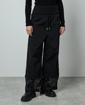 Off-White Чорні штани з вишивкою монограми логотипа OWVG073S24FAB001