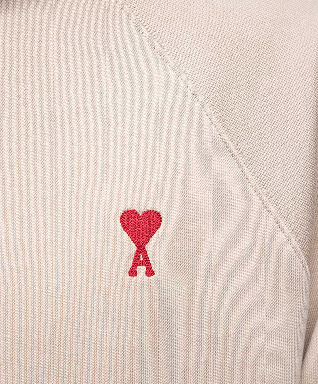 Ami Paris Бежевые худи с логотипом USW205747 изображение 5