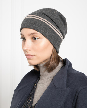 Brunello Cucinelli Сіра шапка з люрексом M9A844569P