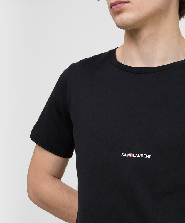 Saint Laurent Черная футболка с принтом логотипа 464572YB2DQ изображение 5
