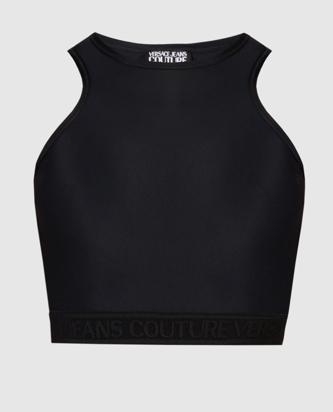 Black top with textured logo