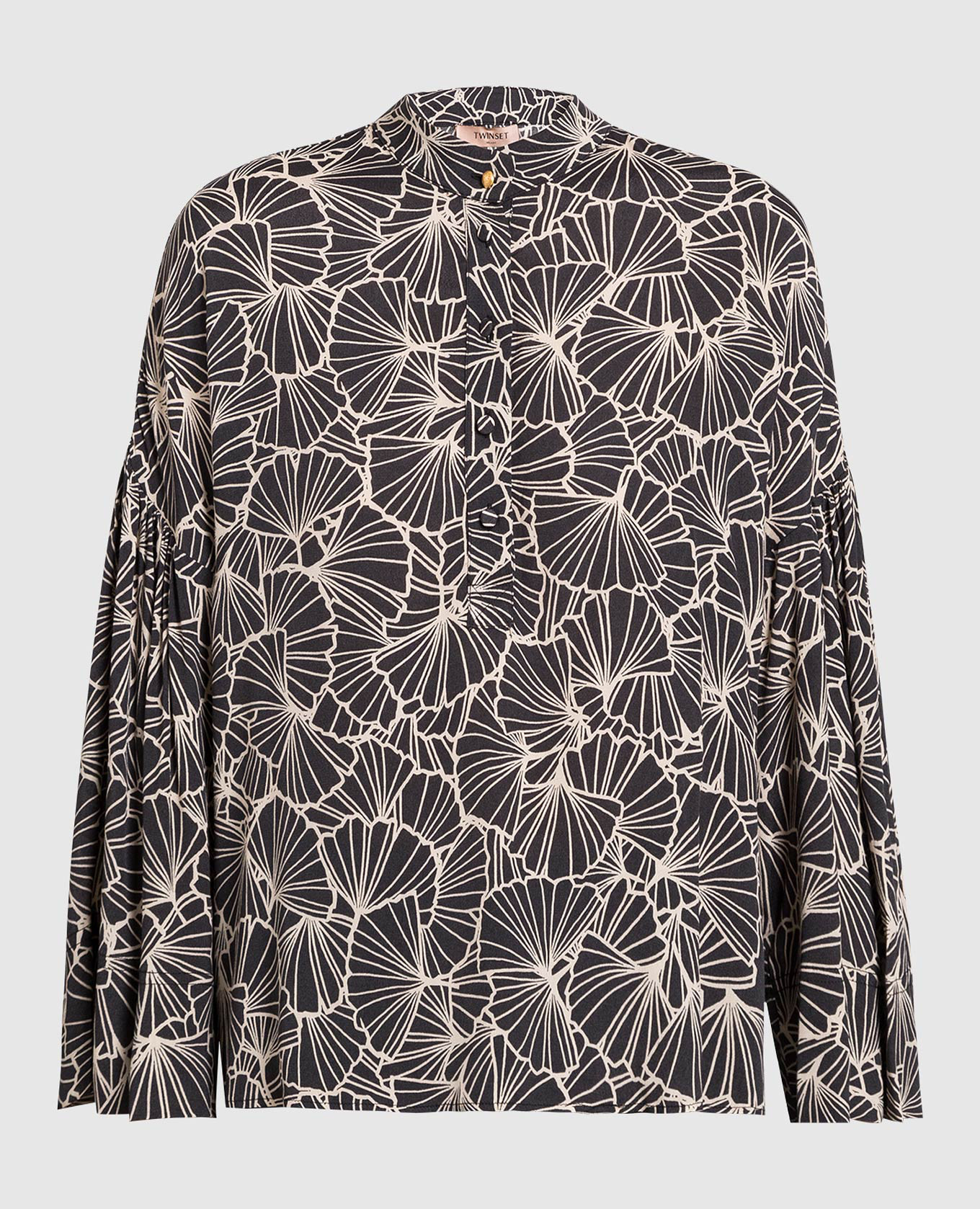 

Черная блуза в цветочный принт, Черный, Блузы