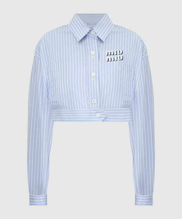 Miu Miu logo-embroidered blazer - Blue