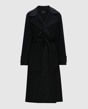 JOSEPH Черное двубортное пальто Arline из шерсти и кашемира JF006837
