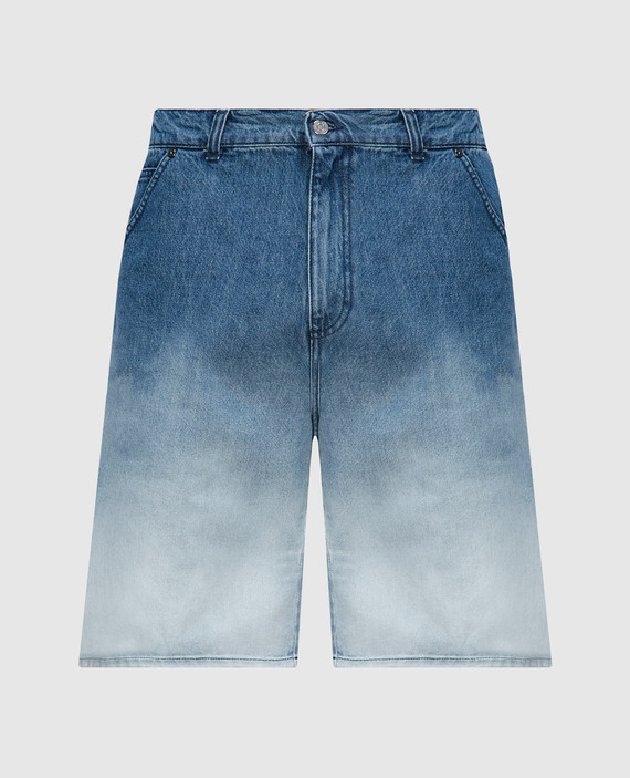 Blue denim bermuda shorts with a gradient effect