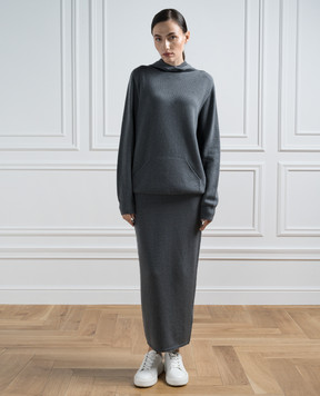 Kiton Сіра спідниця з кашеміру з логотипом D56720200