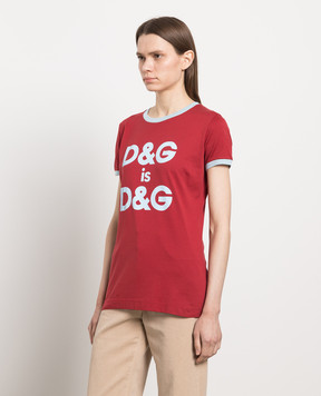 Dolce&Gabbana Бордова футболка з принтом логотипу DG F8H32ZG7RDG