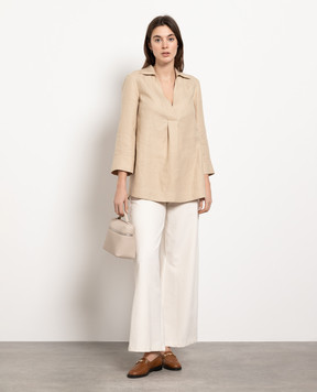 Loro Piana Бежевая блуза из льна FAM8457