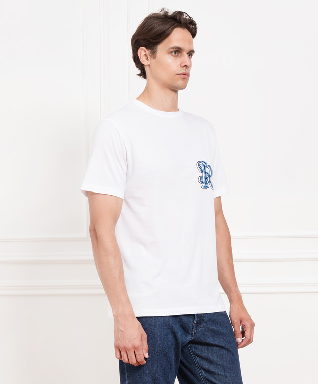 Stefano Ricci Біла футболка з монограмою та вишивкою MNH2302060803 зображення 3