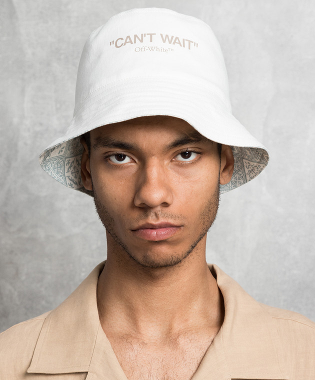 Off-White Белая панама с брендированным принтом OMLA033G23FAB001 изображение 2