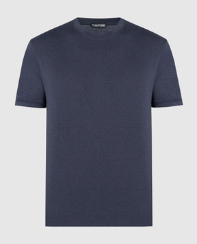 Tom Ford Синя футболка з вишивкою логотипа JCS004JMT002S23
