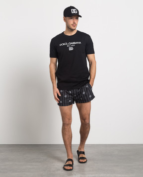 Dolce&Gabbana Чорні шорти для плавання в принт логотипу DG M4A06TISMDD