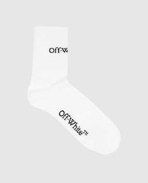 Off-White Белые носки с контрастным узором логотипа OWRA034F23KNI001