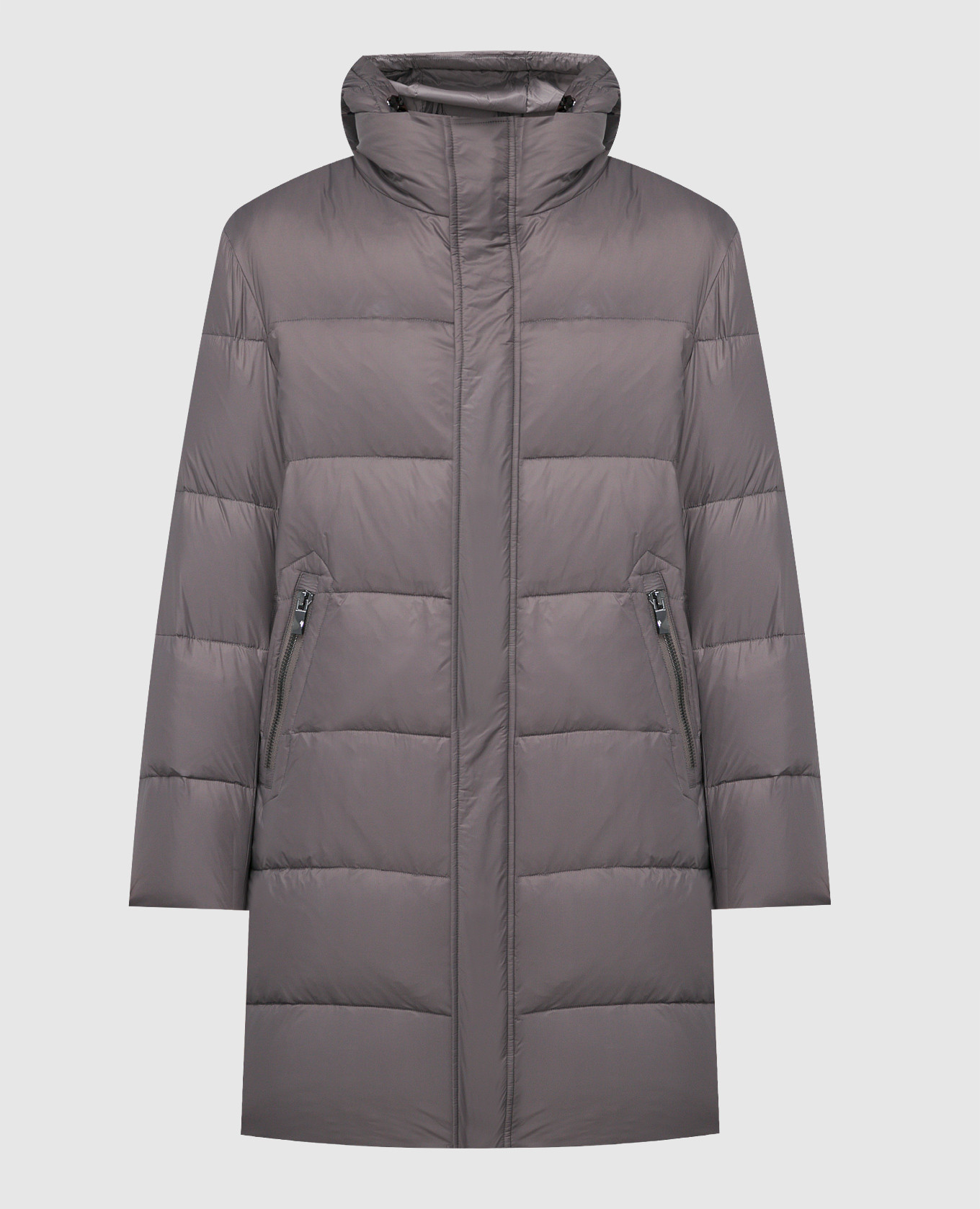 Gray down jacket with logo
