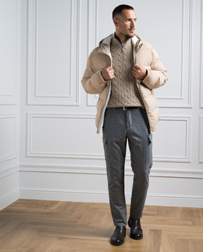 Brunello Cucinelli Сірі меланжеві штани-карго з вовни M038PS2160