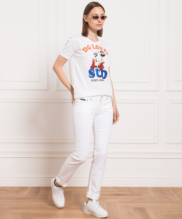 Dolce&Gabbana White t-shirt with branded print F8K74ZHH7NL image 2