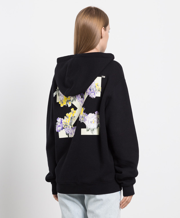 Off white black hot sale flower hoodie