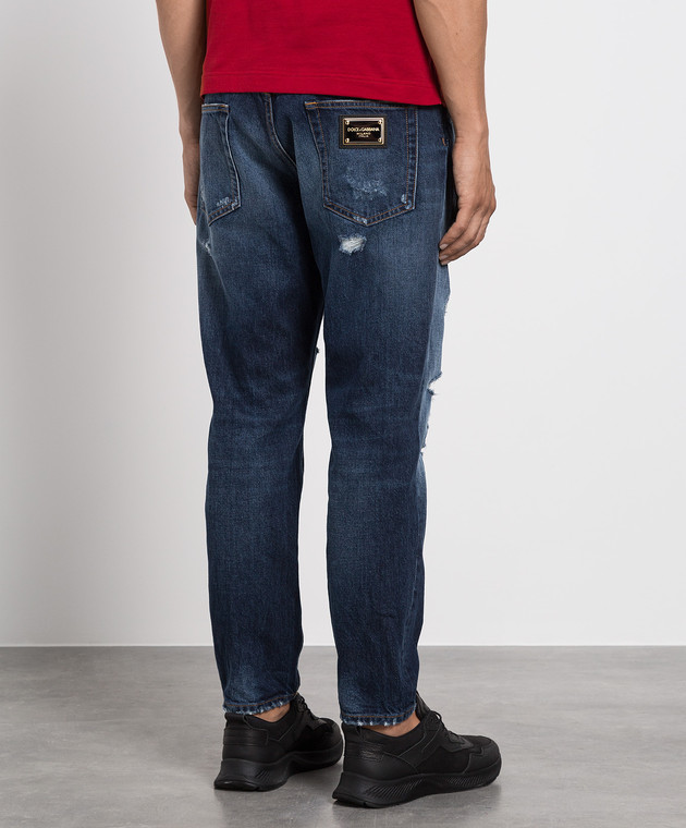 Dolce&Gabbana Сині джинси з ефектом потертості та дірками GYJDADG8GD8 зображення 4