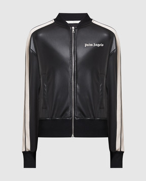 Palm Angels Black bomber jacket with logo print PWBD025S23FAB003